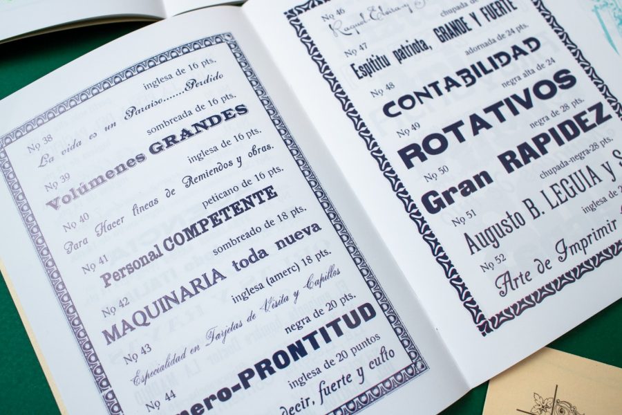 Muestras tipográficas y ornamentales del interior del Catálogo de la Imprenta Minerva, publicado en 1925